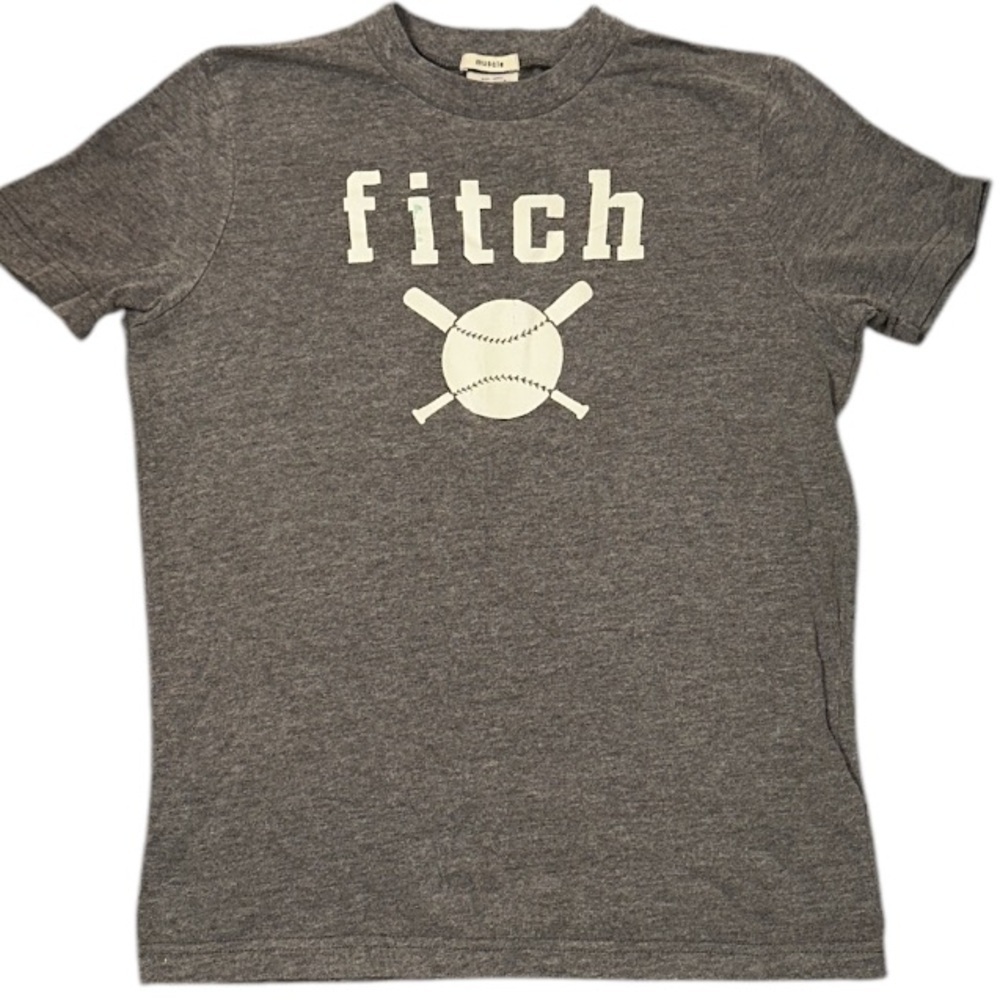 Abercrombie Kids Baseball T Shirt Muscle Fit Size Large Flaw Green Mark/Cracking